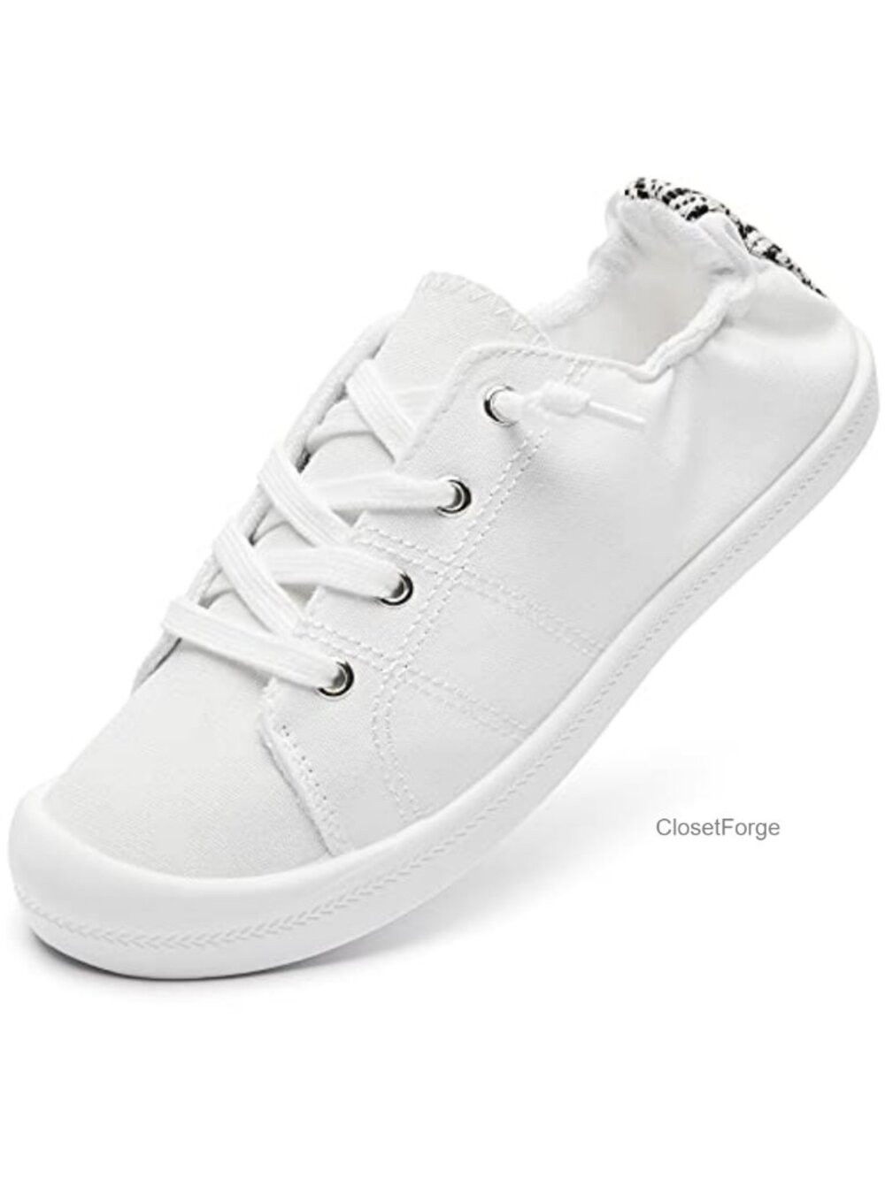 Women's Canvas Slip On Sneakers Memory Foam Arch Support Walking Tennis Shoes